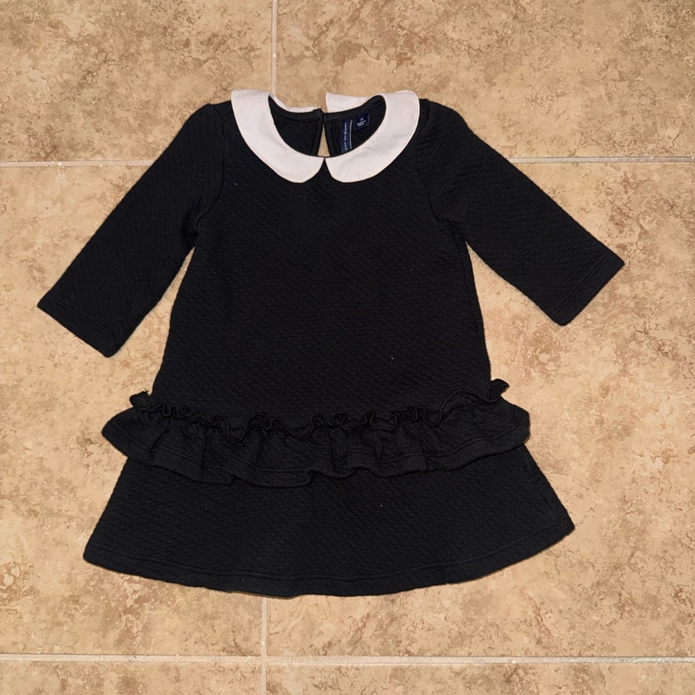 Janie and Jack Black Dress with White Collar